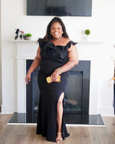 Black Ruffle Top Dress