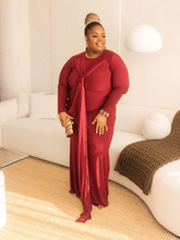 Long Sleeve Maroon Layered Dress