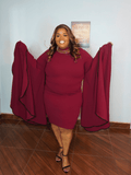 Maroon Big Sleeve Dress