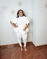Plus size structured peplum statement top