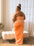 Orange Rope Sheer Panel Dress