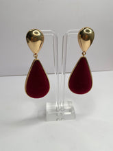 Maroon Gold Teardrop Earrings