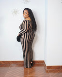 Midnight Muse Off Shoulder Stripe Maxi Dress