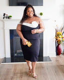 Rose Black & White Mid Dress