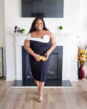 Rose Black & White Mid Dress