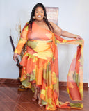 Multicolor One Shoulder Shirt Set