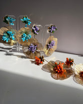 Double Flower Colored Earrings
