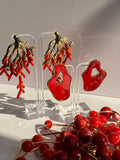 Red & Gold Layered Earrings