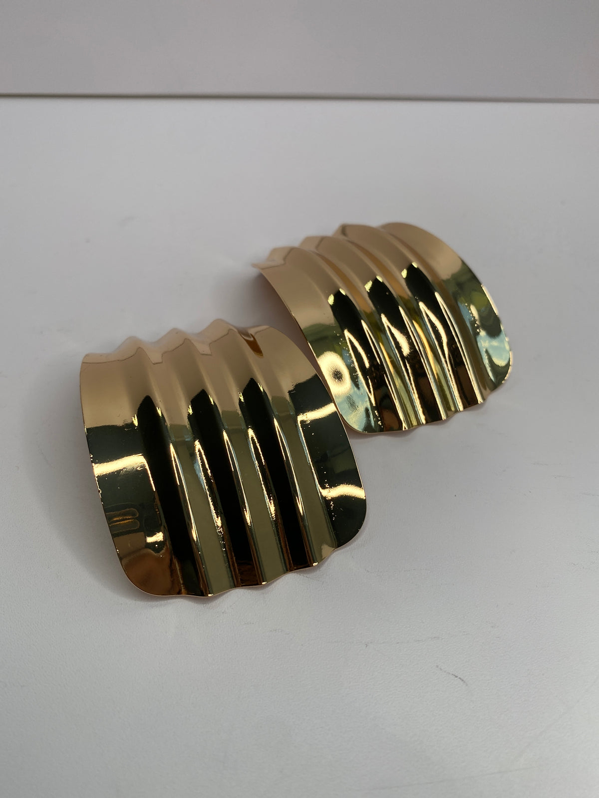 Large Wave Gold Earrings