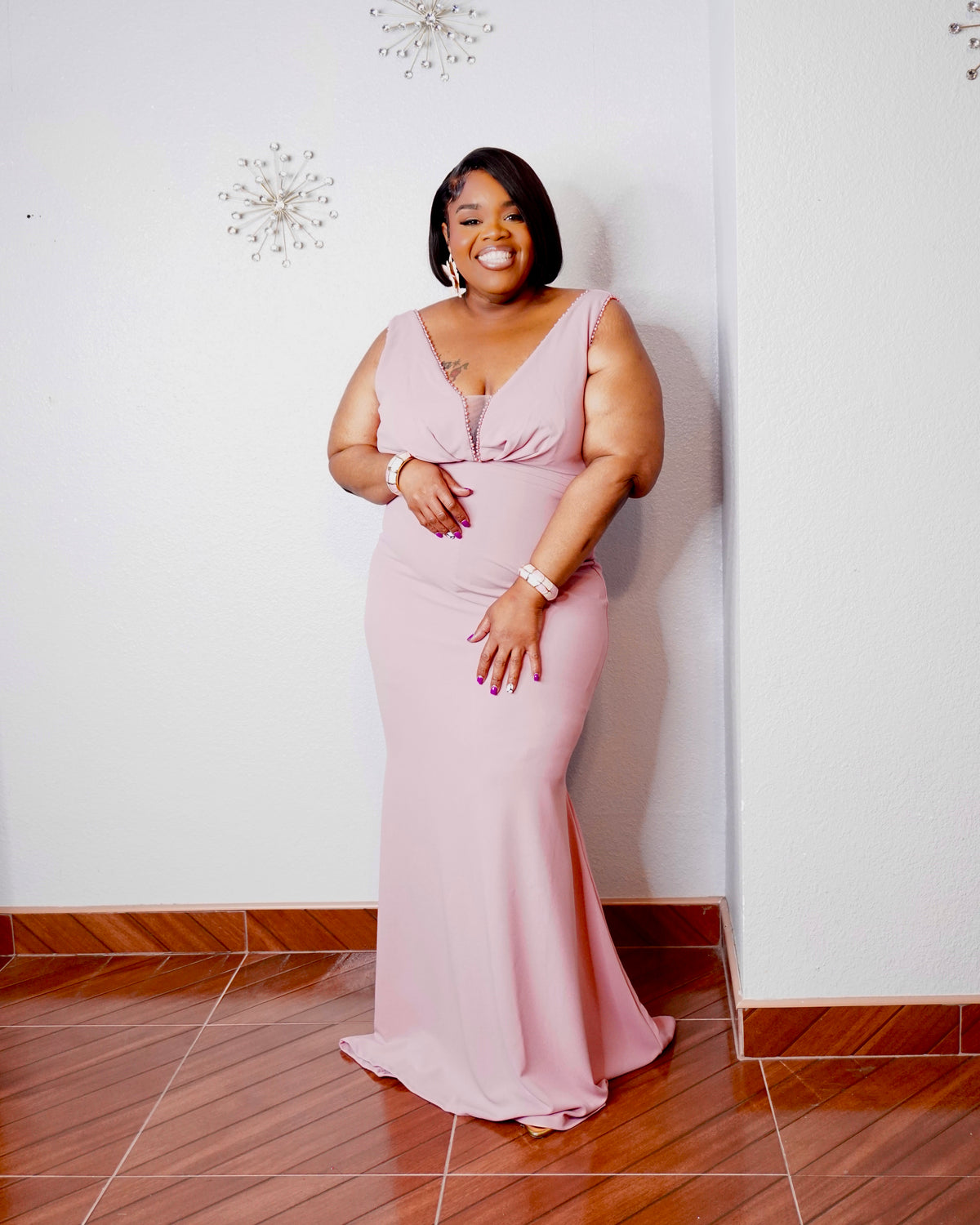 The Amara Beaded V-Neck Maxi Dress