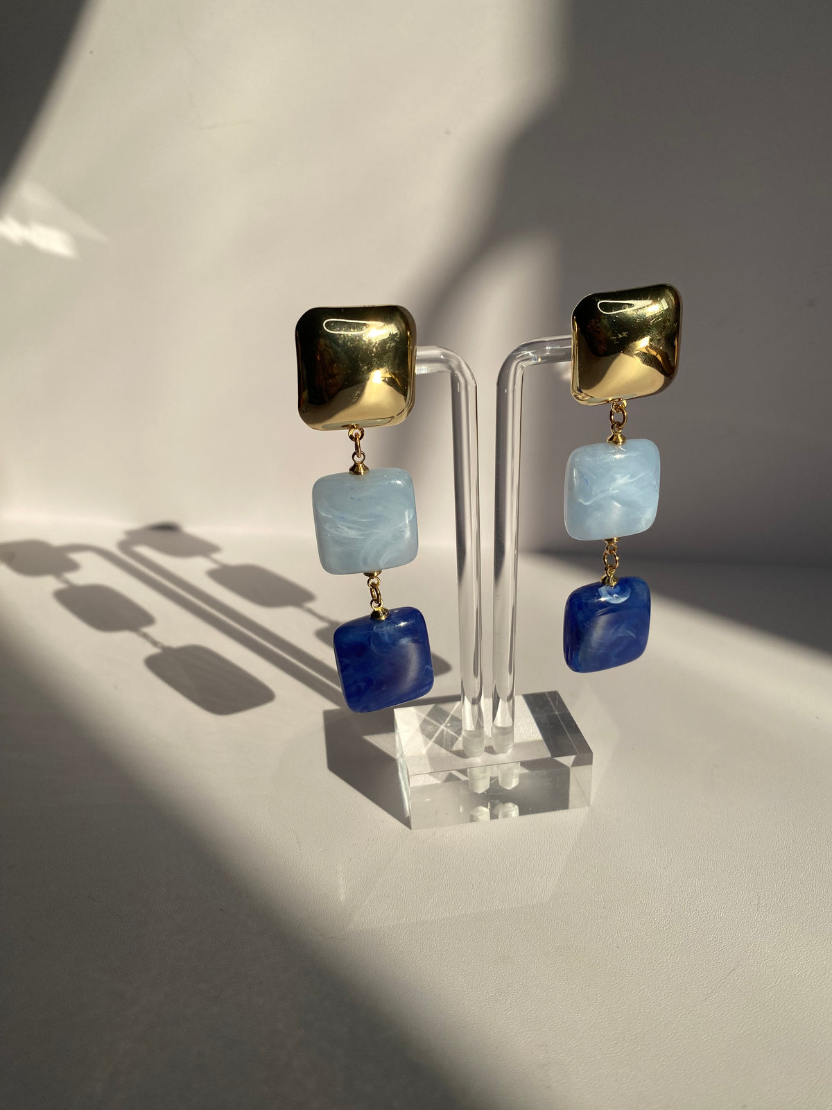 Triple Tier Square Earrings