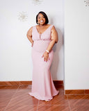 The Amara Beaded V-Neck Maxi Dress