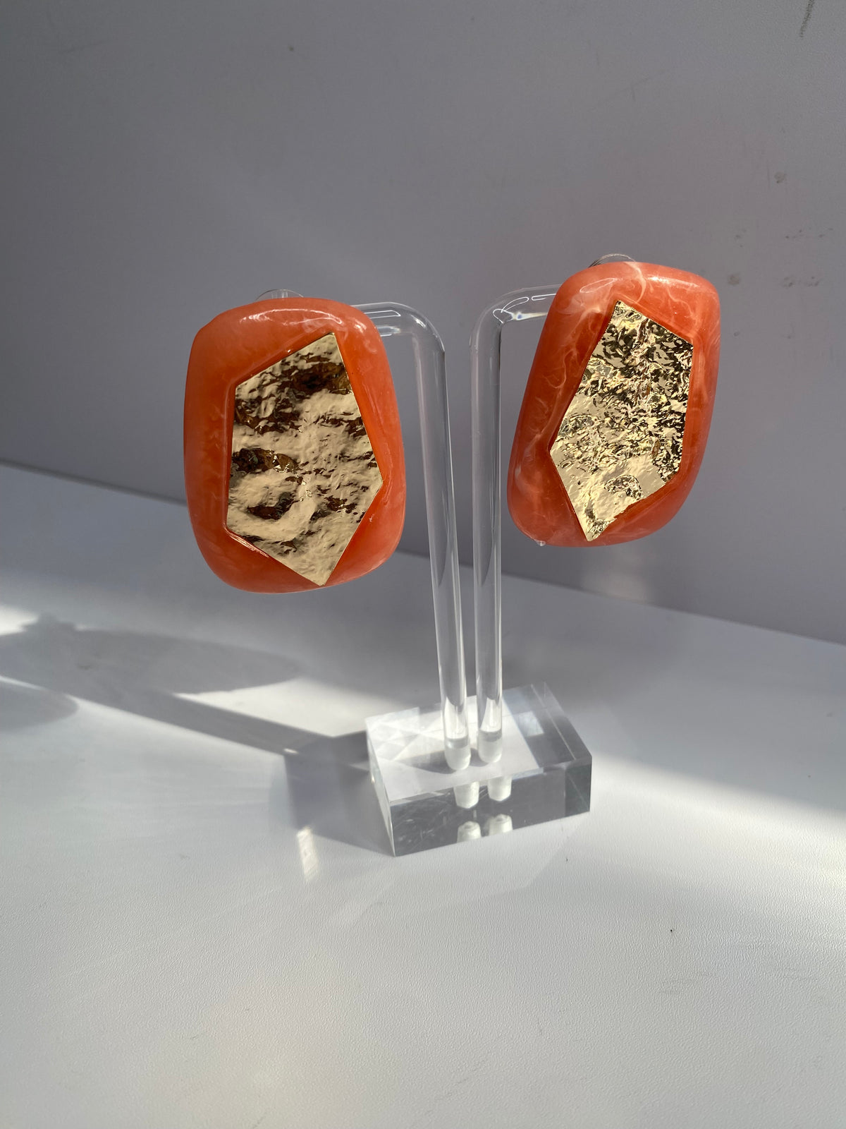 Rectangle Gold Folded Earrings