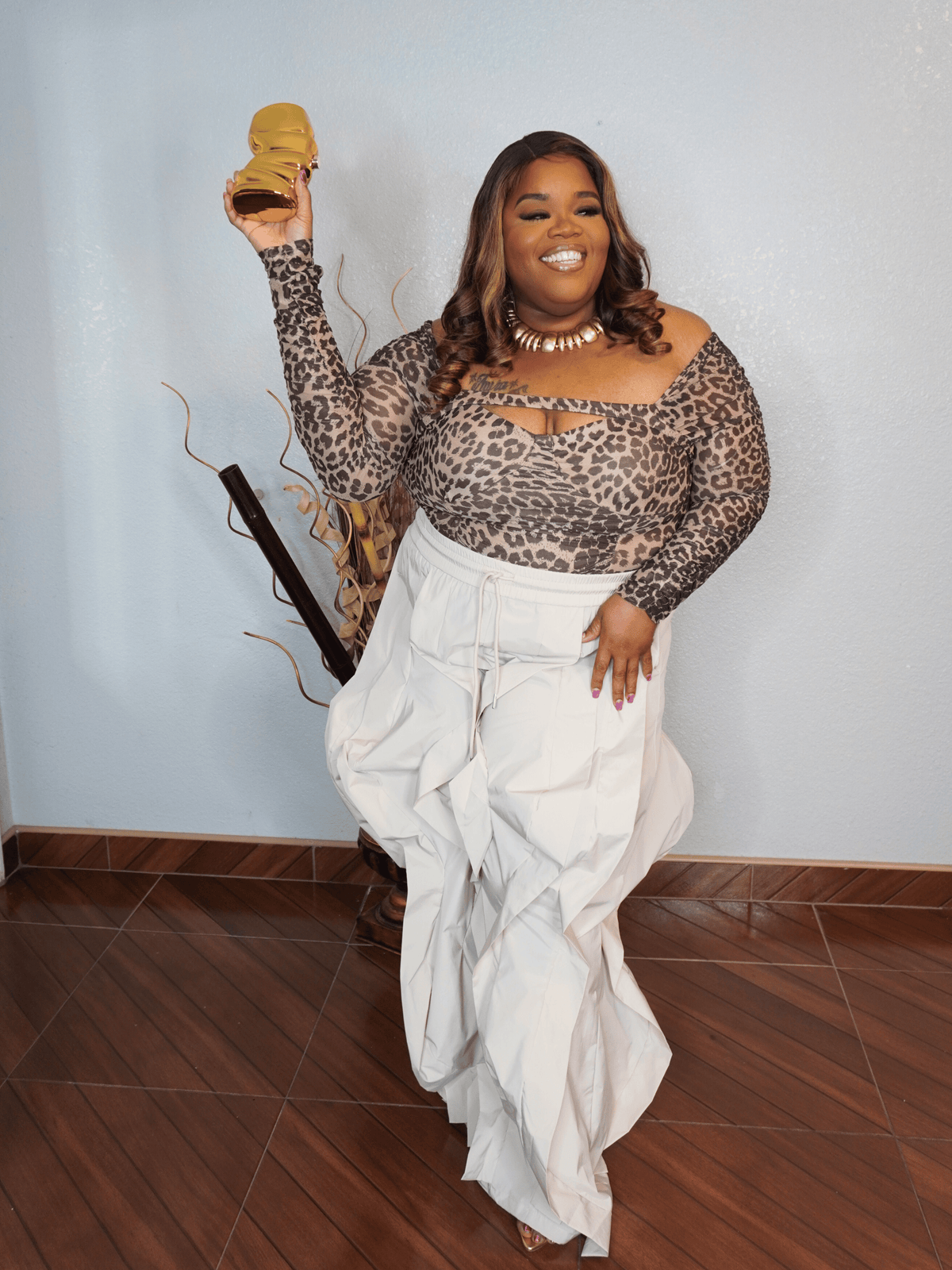 Wavy Tan Drawstring Pants