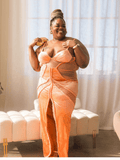 Orange Rope Sheer Panel Dress