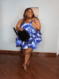 Blue Tie Die Ruffle Dress