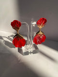 Double Flower Drop Earrings