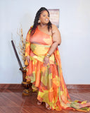 Multicolor One Shoulder Shirt Set