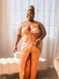 Orange Rope Sheer Panel Dress