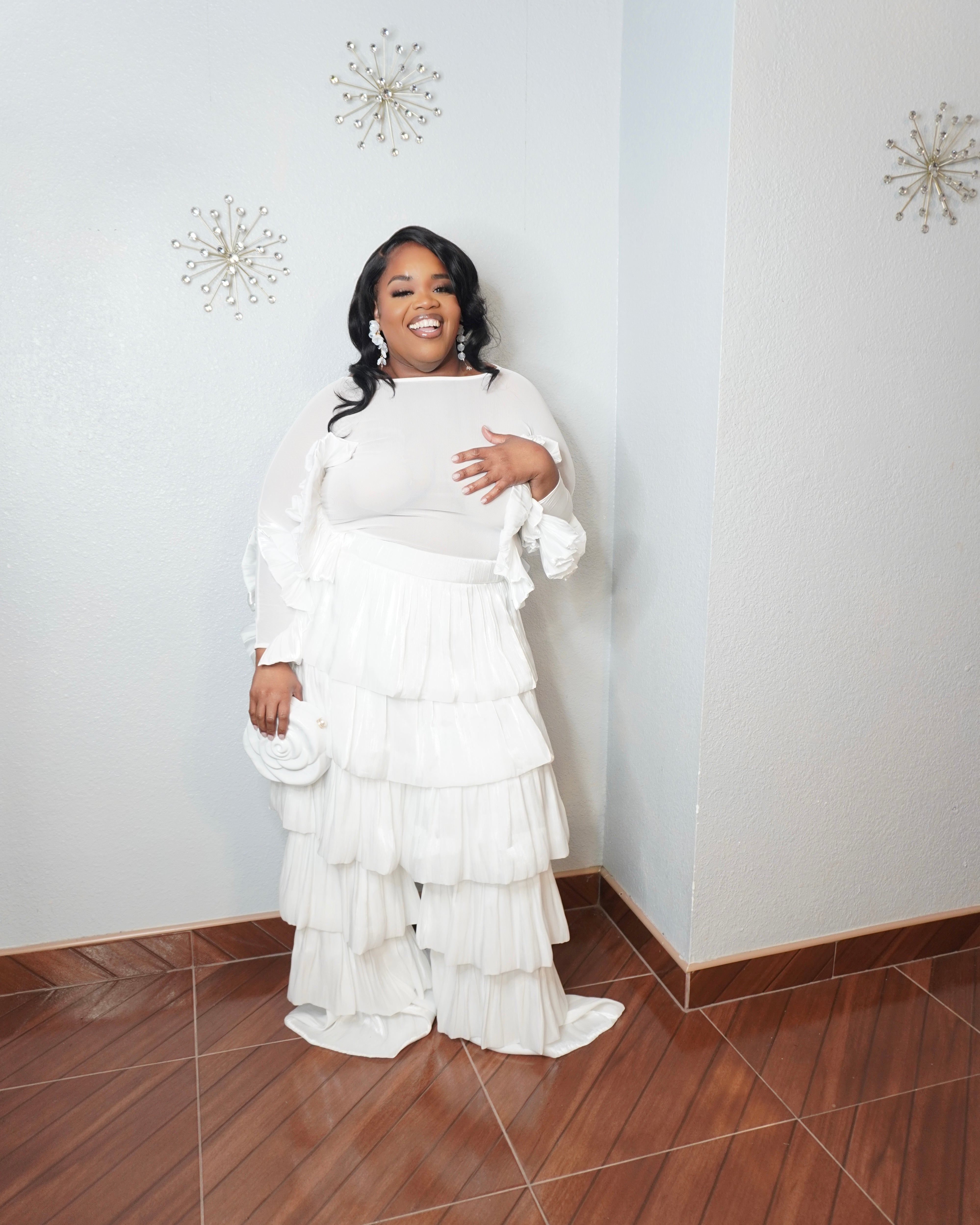 Plus size all white occasion outfit