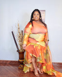 Multicolor One Shoulder Shirt Set