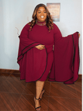 Maroon Big Sleeve Dress