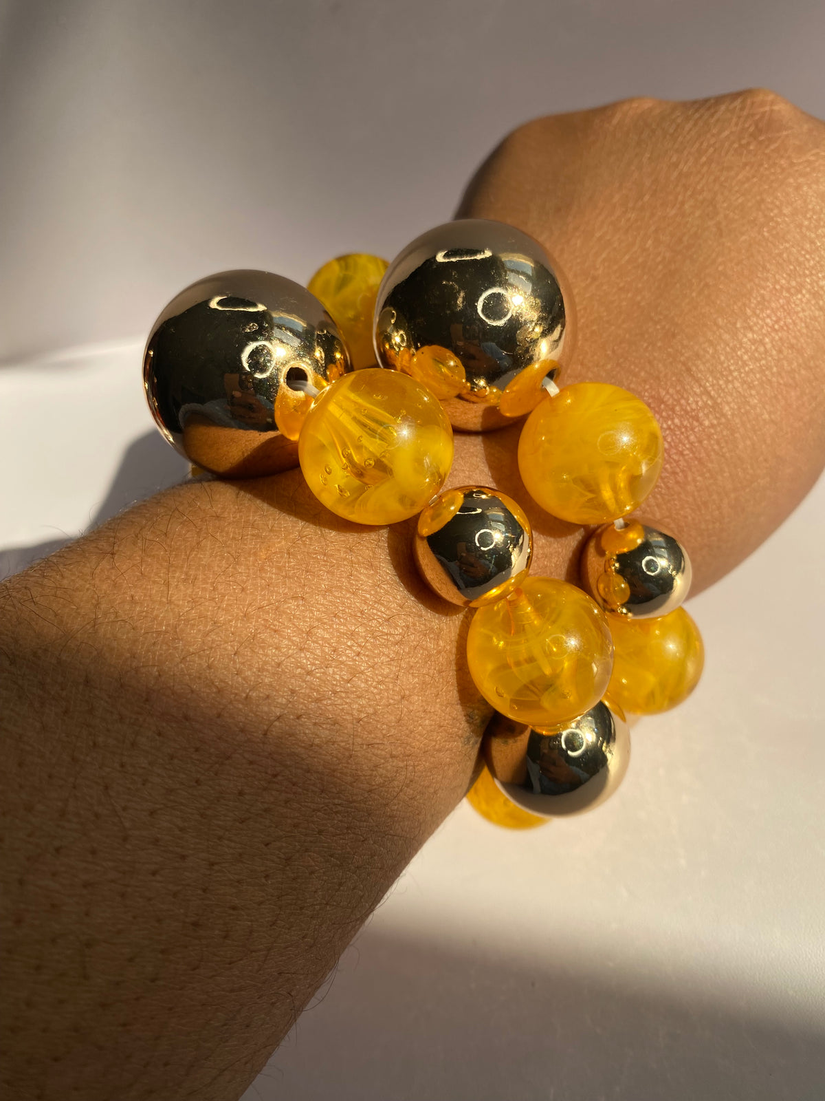 Yellow & Gold Ball Bracelets