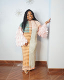 Pink layered sleeve maxi dress for plus size women