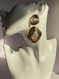 Gold Layered Open-Circle Sculptural Drop Earrings