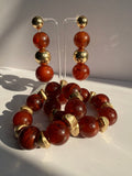 Brown & Gold Ball Earrings