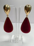 Maroon Gold Teardrop Earrings