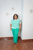 Plus size emerald green wide leg pants