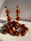 Brown & Gold Ball Earrings