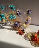 Double Flower Colored Earrings