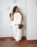 Plus size ivory two piece pants set