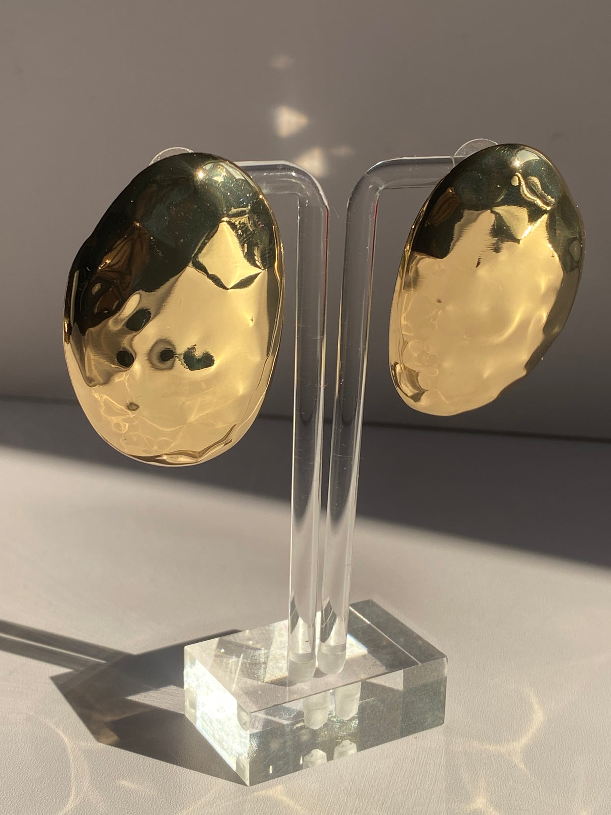 Oval Gold Textured Earrings