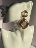 Gold Layered Open-Circle Sculptural Drop Earrings