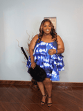 Blue Tie Die Ruffle Dress
