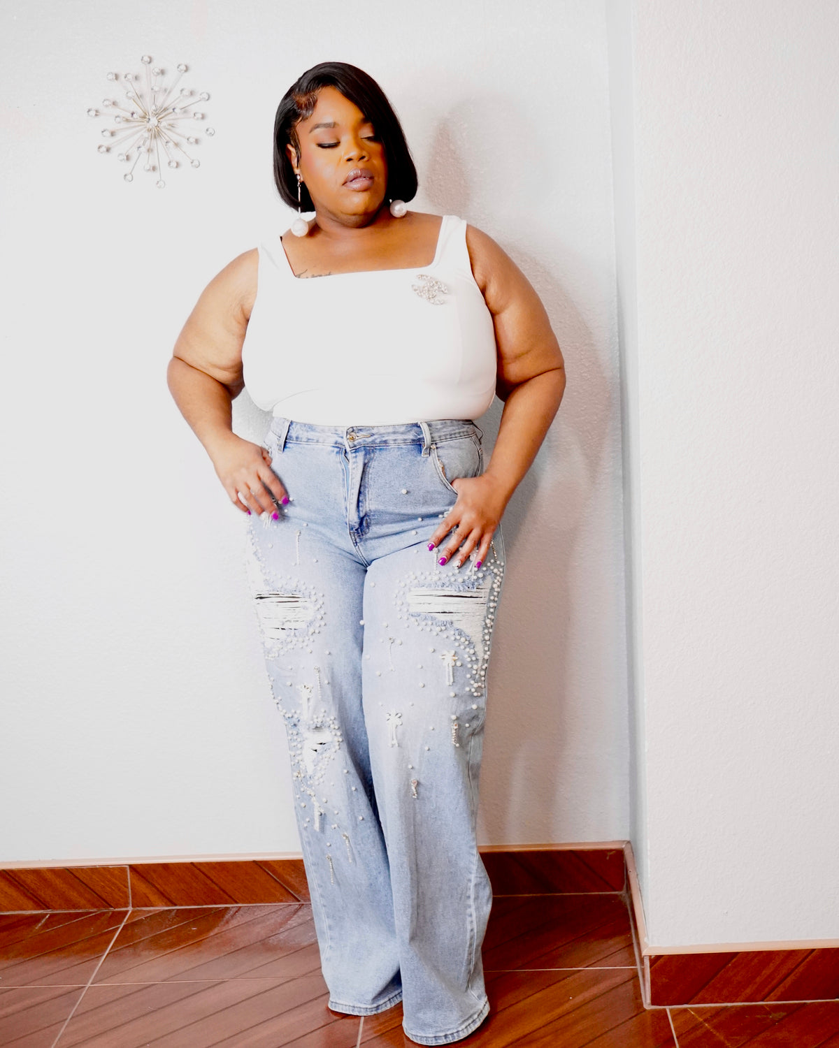 Luxury plus size denim outfit