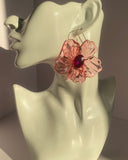 Rosé Bloom Statement Flower Earrings
