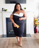 Rose Black & White Mid Dress