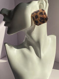 Wild Luxe Leopard Print Beaded Oversized Square Stud Earrings