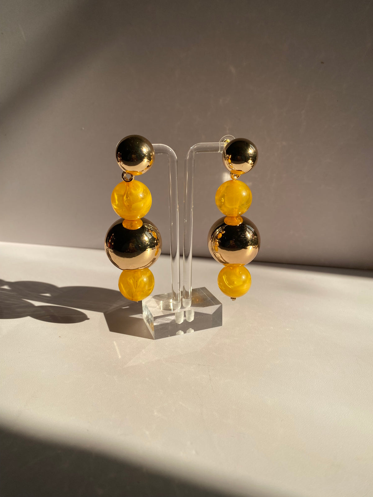 Yellow & Gold Ball Earrings