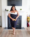 Rose Black & White Mid Dress