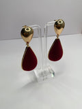 Maroon Gold Teardrop Earrings