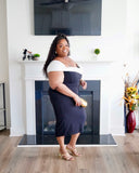 Rose Black & White Mid Dress