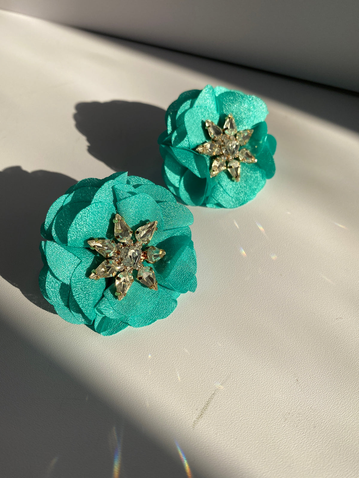 Aqua Stone Flower Earrings