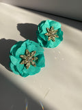 Aqua Stone Flower Earrings