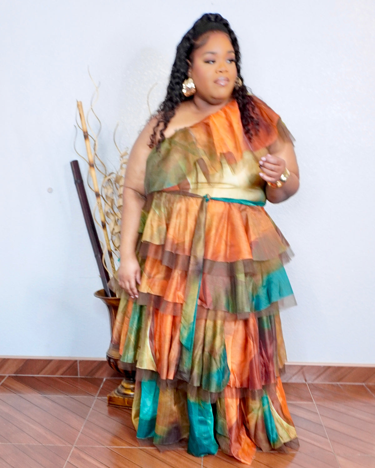 One Shoulder Ruffle Two Piece Set