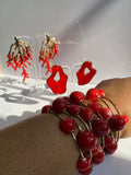 Oblong Red Earrings
